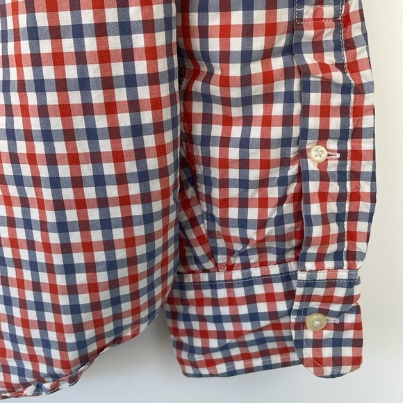 J. Crew Red and Blue Gingham Casual Button Down Shirt Medium 2 Ply 100% Cotton - Picture 9 of 15